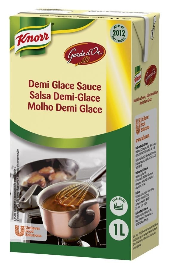Knorr GARDE d'OR Течен Деми Глас - Knorr GARDE d'OR Течен Деми Глас е готов за употреба сос с автентичен вкус на печено телешко, който се постига за кратко време и с по-малки разходи